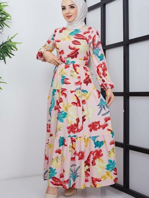 Pudra Mimoza Viskon Elbise