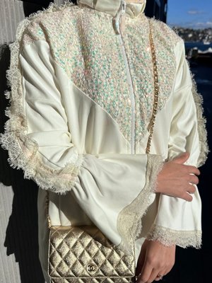 Hologram Dantelli Ekru Eşofman Takımı