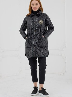 Siyah Çıtçıtlı Şişme Kaban