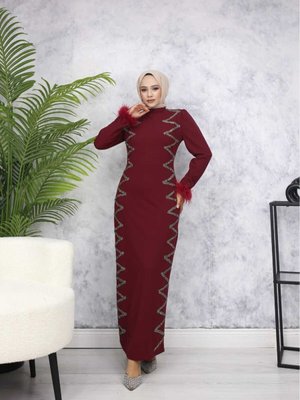 Bordo Ebru Abiye Elbise Bordo Ebru Abiye Elbise