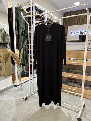 Düz Triko Elbise Siyah