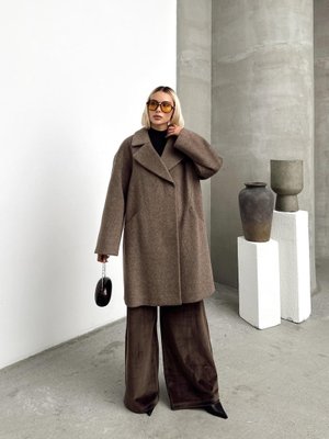 Latte Çıt Kapamalı Salaş Büyük Beden Kaban