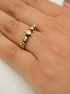 Beş Taş Ayarlanabilir Yüzük Bronz Rengi