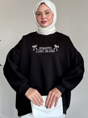 Fiyonk Yazı İşleme Siyah Sweat Fiyonk Yazı İşleme Siyah Sweat