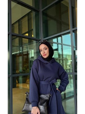 Üç İplik Şardonlu Sweat Spor Elbise Lacivert