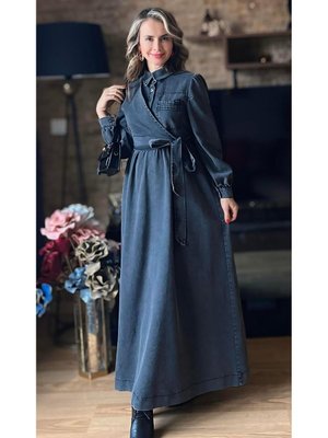 Premium Kalite Yandan Bağlamalı Denim Kot Jean Elbise