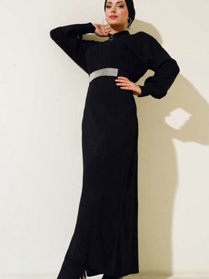 Boydan Triko Elbise Siyah Boydan Triko Elbise Siyah