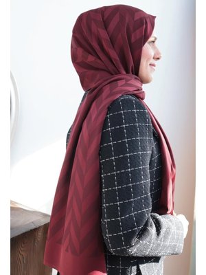 İpeksi Balıksırtı Jakar Şal Kızıl Kahve