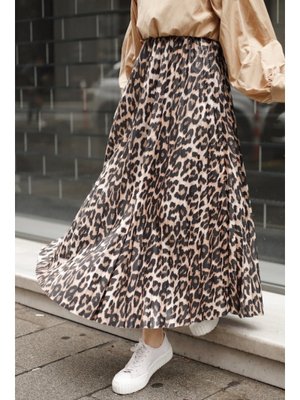 Limay Leopar Desen Camel Etek