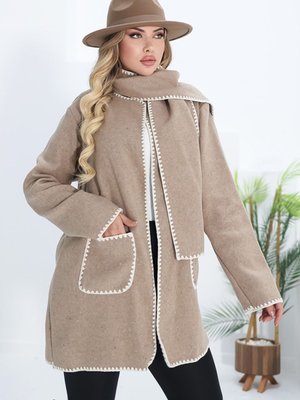 Sarel Atkılı Kaşe Ceket Vizon