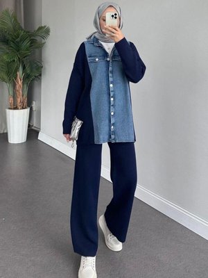 Emily Kotlu Triko Takım Lacivert