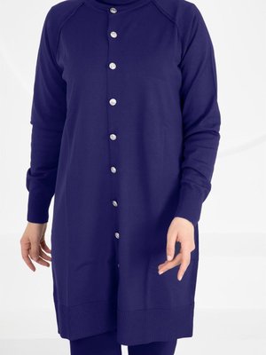 Merserize Triko Hırka Orta Boy H İndigo