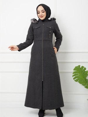 Tam Boy Kaşmir Kaşe Kapüşonlu Kürklü Kaban Mont Tam Boy Kaşmir Kaşe Kapüşonlu Kürklü Kaban Mont