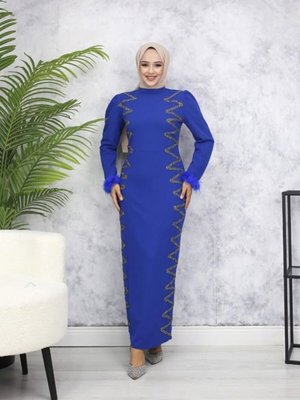 Saks Ebru Abiye Elbise Saks Ebru Abiye Elbise