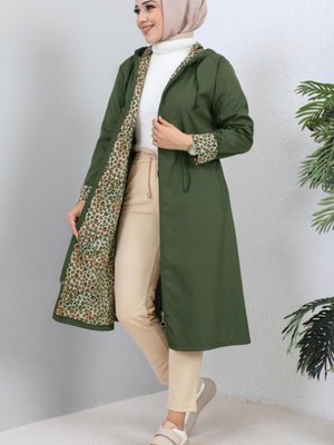 Kadın Haki Kapüşonlu Trençkot T Kadın Haki Kapüşonlu Trençkot T