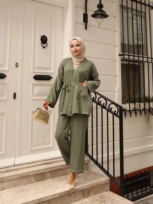 Haki Diagonel Kimono Pant.takım Haki Diagonel Kimono Pant.takım