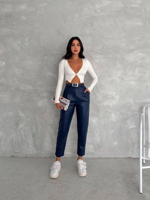 Kemerli Pantolon Suni Pantolon/ Kadın Deri Pantolon