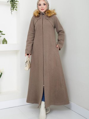 Önden Fermuarlı Kaşe Kaban M Vizyon