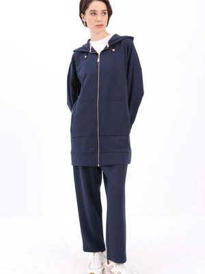 İndigo Kanguru Cepli Eşofman Takımı