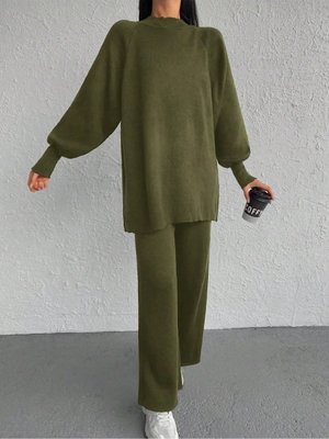 Basic Balonkol Triko Takım Haki