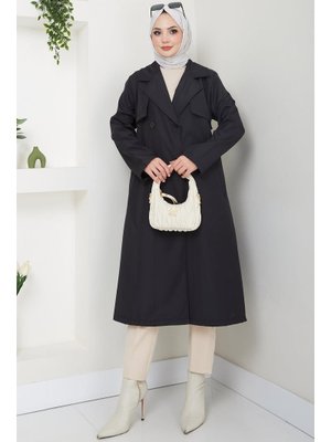 Siyah Büyük Beden Trençkot Siyah Büyük Beden Trençkot