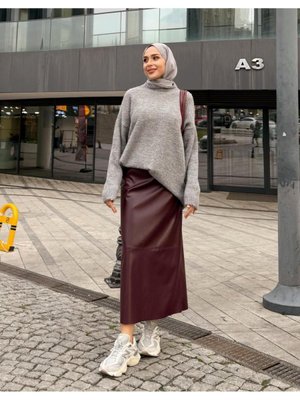 Alesi Maxi Boy Suni Deri Etek