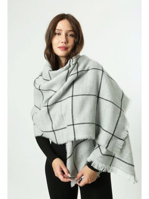 Gri Kare Desenli Atkı Omuz Şalı 70x180 Cm 1210