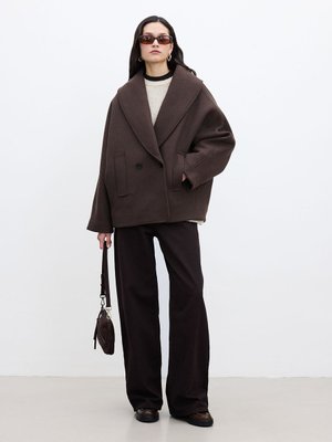 İtalyan Kaşe Kruvaze Kaban Kahverengi