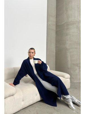 Lacivert Uzun Salaş Triko Hırka