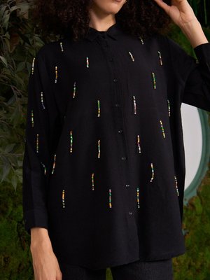 Gömlek Ön Boncuk Elişlemeli Ovursize Kalıp