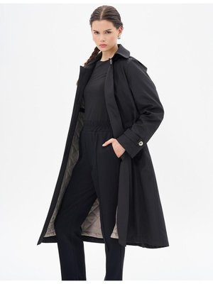 Patı Gizli Kapüşon Detaylı Mont Siyah