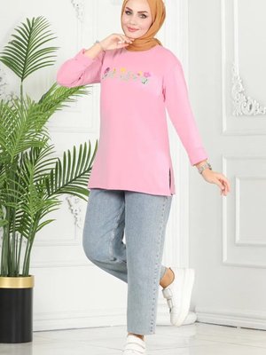 Çiçek Baskılı Penye Tunik