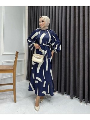 Fırça Desenli Elbise