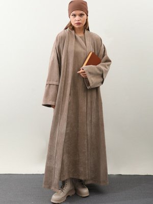 Kadife Abaya Takım Camel Kadife Abaya Takım Camel