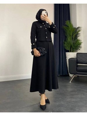 Düğme Detaylı Şık İkili Takım