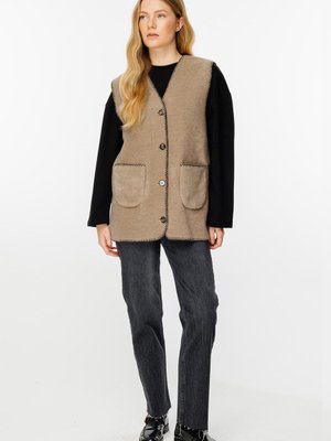 Tığ İşi Vizon Kovboy Yelek