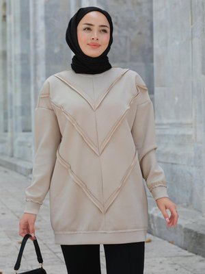 Önü V Detaylı Tunik Taş Önü V Detaylı Tunik Taş