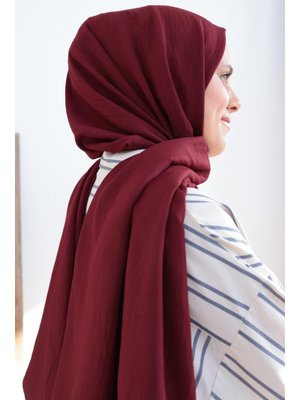 Bordo Pamuklu Kraş Şal