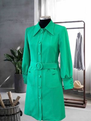 Balon Kol Düğmeli Trençkot Atlas Kumaş Astarlı