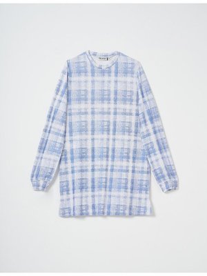 Çizgili Örme Sweatshirt Saks Çizgili Örme Sweatshirt Saks