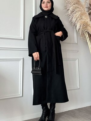 Kuşaklı Gizli Patlı Siyah Kaban