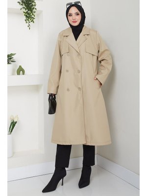 Bej Büyük Beden Trençkot Bej Büyük Beden Trençkot