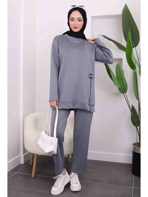 Füme Fermuar Detaylı Scuba Takım