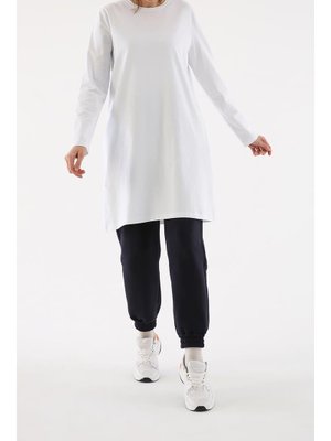 Beyaz Büyük Beden Süprem Sweat Tunik Beyaz Büyük Beden Süprem Sweat Tunik