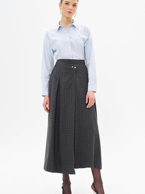 Füme Ekose Desenli Uzun Etek Füme Ekose Desenli Uzun Etek