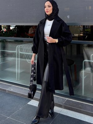 Siyah Esma Kaşe Kaban