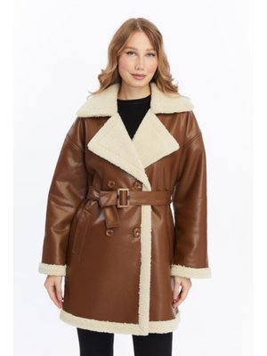Kürklü Uzun Suni Deri Mont Taba