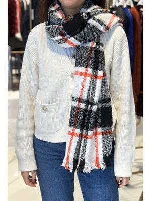 Siyah Ekose Desenli Atkı Omuz Şalı 60x180 Cm 1263