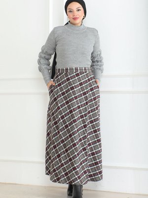 Kadın Kaşe Ekose Kışlık Etek