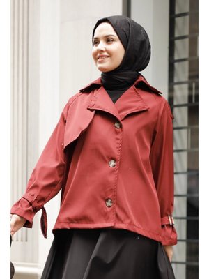 Elçin Kırmızı Trençkot